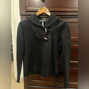Lauren Ralph Lauren Black Sweater with Toggle Details size small 100% Cotton